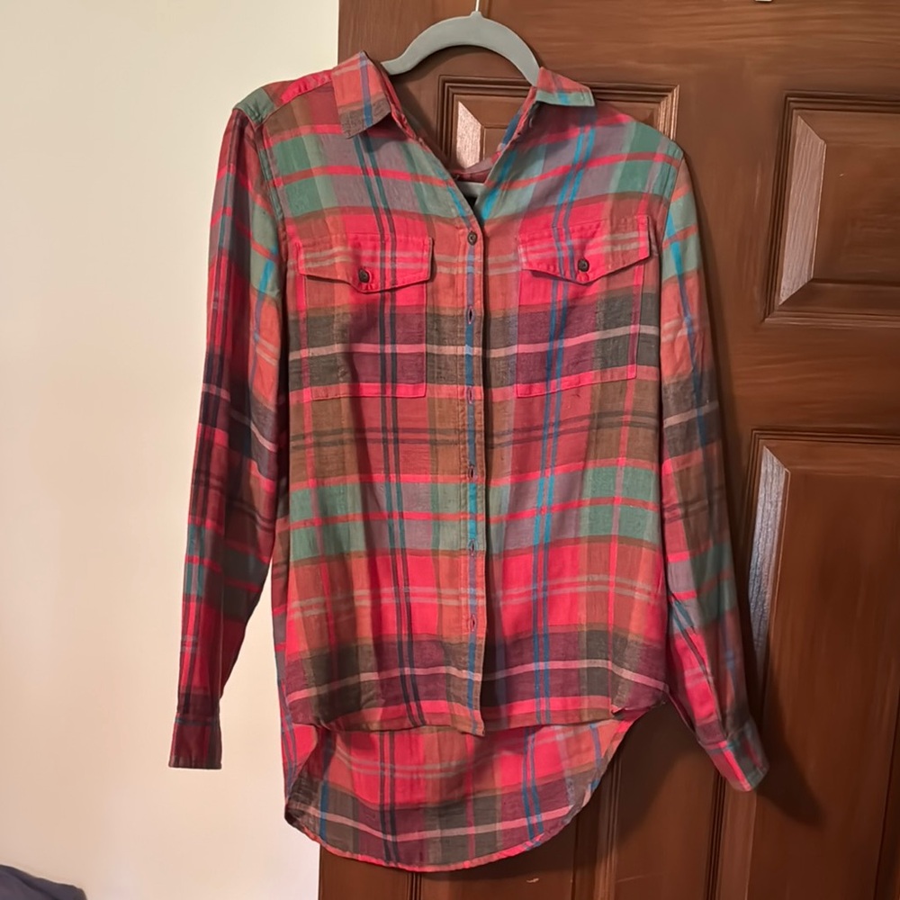 Toad&Co Plaid Button Down Shirt - Red and Green
